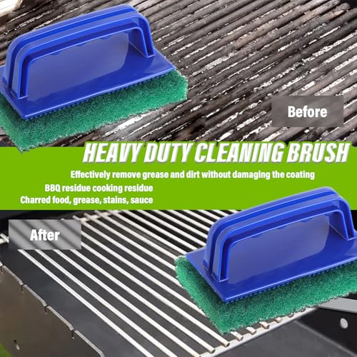 5 Pack Electric Cleaning Brush Pad Kitchen Bathroom Household Cleaning Pad Swimming Pool wall Cleaning Brush Heavy Duty Griddle Scrubber Scouring Pad and 1 Pack Handle kit(Green) - color: Green