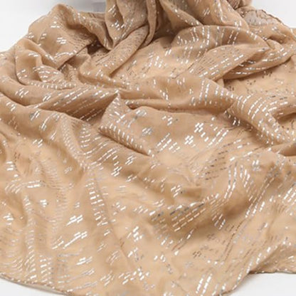 1920's Women's large-sized winter and autumn scarf - Retro Faux Assuit Foil print-embossed style long scarves - color: Ash Silver