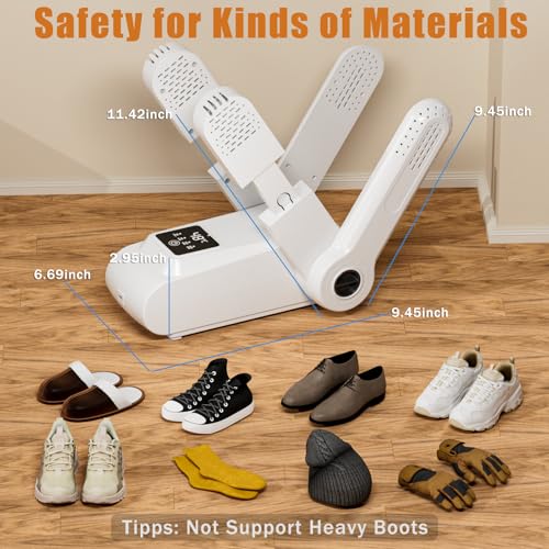 Boot Shoe Dryer - 3-4 Heat Settings, 360° Rapid Drying, Auto Shut-Off & Timer for Sneakers, Work Boots, Gloves - color: White -4 Poles