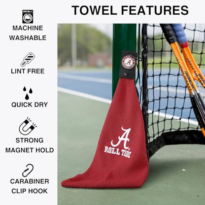 Magnetic Multi Sport Microfiber Towel for Gym, Running, Tennis, Workout, Golf Bags, Strong Magnet Hold, Gym Towels, Magnetic Golf Towels, Fast Drying, Men & Women, Crimson Red - color: Crimson Red
