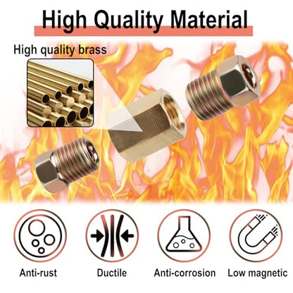 3/16 Brake Line Pressure Fittings, 12 Pieces 3/8 Inch Brake Line Fittings | 24 Threads Brass Brake Line Fitting Assortment for 3/16 Inch Brake Line Tube (4 Unions, 8 Nuts) - size: 3/8 Inch (pack of 1)