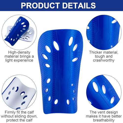 ANCIRS 2 Pair Soccer Shin Guards for Youth, Breathable Shin Guard Sleeves for Football Games, Protective EVA Cushion for Youth Men & Women - color: Blue & Red
