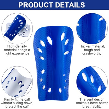 ANCIRS 2 Pair Soccer Shin Guards for Youth, Breathable Shin Guard Sleeves for Football Games, Protective EVA Cushion for Youth Men & Women - color: Blue & Red