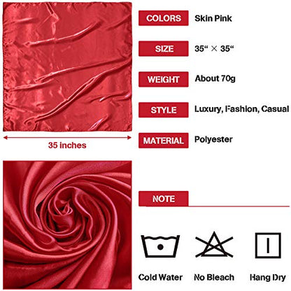 Syhood 4 Pcs 35 Inch Head Satin Large Bandana Satin Scarves Head Scarf for Women's Hair Square Scarf - color: Purplish Red, Purple, Coffee Color, Black