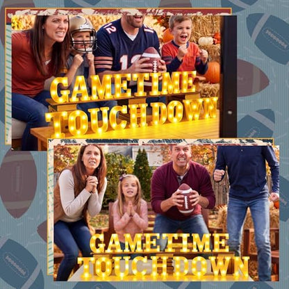 Aurelema Sukkot Large LED Letter Sign LED Lights Battery Powered Table Decoration for Party Gift Tabletop Decoration(Game Time Touch Down) - size: 8.27 inches, style: Game Time Touch Down