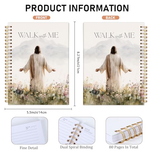 Jesus Flower Bible Notebook - Christian Gifts for Women, Inspirational Walks with Me Bible Verse Hardcover Jounal for Church Notting Scripture Study Stationery Supplies - color: Jesus Flower Walks With Me