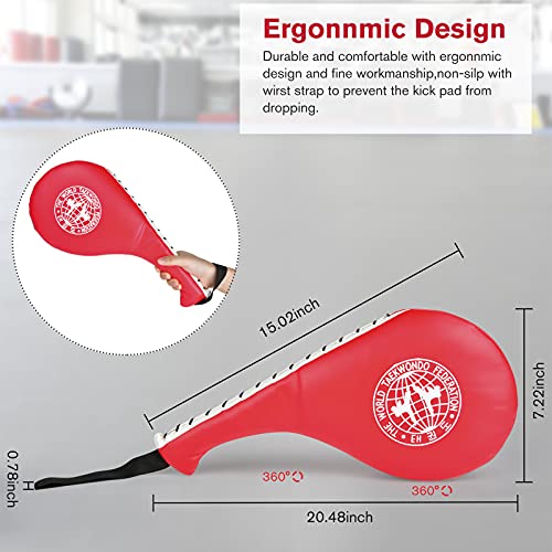 Taekwondo Kick Pads 2PK, Karate Martial Arts Training Equipment Kicking Target Pad, Double Strike Boxing Pads for Kids Youth Adult (Red&Black)