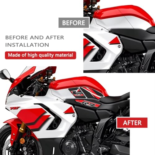for YZF-R7 yzfr7 2026 New Accessories Fuel Tank Anti-Slip Stickers Side Guards Knee Anti-Slip mats Protective Stickers 7-piece Set Rubber Fuel Tank Stickers Tank Pads Tank pad Gas (2026 Red) - color: 2026 Red