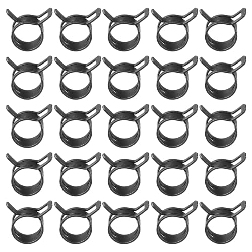 PATIKIL Spring Band Hose Pipe Clamps for 12-13.6mm OD Hose, 25 Pack Silicone Vacuum Constant Tension Band Clips for Fuel Line Silicone Air Hose Tube Water Pipe, Black - color: Black, size: 12-13.6mm
