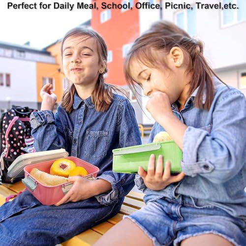 3 Pack Salad Lunch Box Food Storage Containers, 47oz Bento Box To Go Container with Lids, ReusableMeal Prep Containers with Removable Tray & Dressing Pots for Kids and Adults, Microwavable - color: Pink & Green & Light Blue