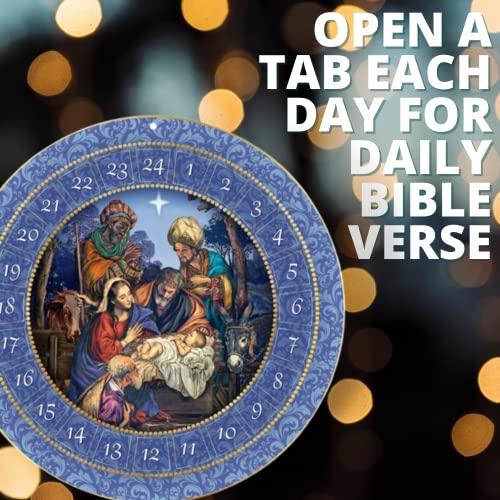 Needzo Round Hanging Religious Catholic Advent Calendar, For We Have Seen His Star Nativity Scene Colorful Countdown to Christmas Activity, Daily Bible Verse Flip Calendars, 13.75 Inches