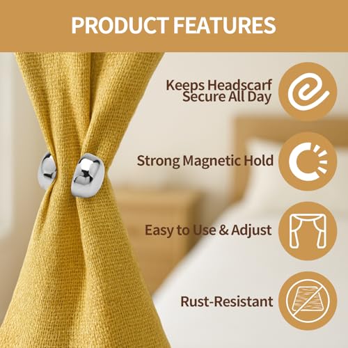 Magnetic Hijab Pins,Pinless No-Snag Hijab & Scarf Magnets, Round Flower Star Designs, Gold Silver Rose Gold Gunmetal, Secure Fabric-Friendly Closures