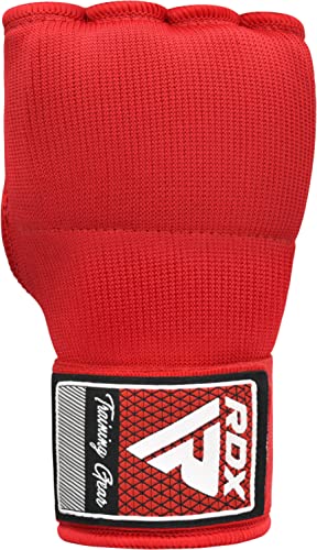 RDX Gel Boxing Hand Wraps Inner Gloves Men Women, Quick 100cm Long Wrist Straps, Elasticated Padded Fist Under Mitts Protection, Muay Thai MMA Kickboxing Martial Arts - color: Red, size: Medium