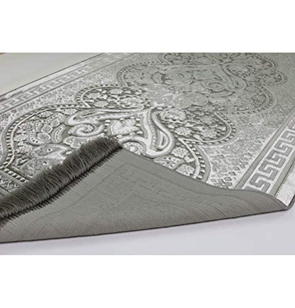 Modefa Luxury Velvet Prayer Rug with Prayer Beads | Soft Elegant Muslim Turkish Janamaz Sajada Carpet for Men and Women | Plain Solid Prayer Mat Ramadan Eid Gift - Paisley (Silver Grey) - color: Silver Grey