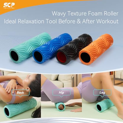 SUBCULTURE Pick Foam Roller - Medium Density Deep Tissue Massager for Muscle Massage and Myofascial Wave Textured Release, Back Roller for Pain Relief & Stretching - color: Turquoise