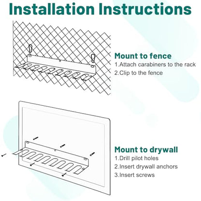 2 PCS Baseball Bat Rack, Holds 16 Bats | Softball Bat Rack for Display or Storage, Bat Storage Rack Hooks, Clips onto Fences in Rest Areas or Home Garages - size: 2 PCS