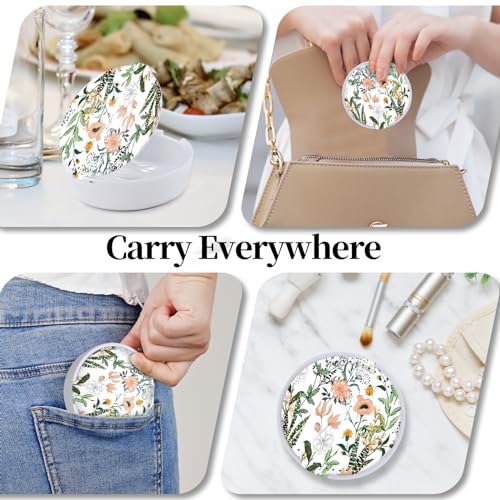Retainer Case, Denture & Orthodontic Aligner Case With Mirror & Ventilation, White Flower - color: White Flower