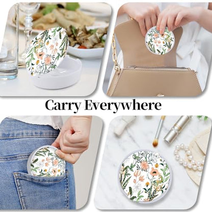 Retainer Case, Denture & Orthodontic Aligner Case With Mirror & Ventilation, White Flower - color: White Flower