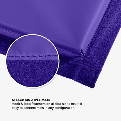 We Sell Mats Gymnastics Mat, Folding Tumbling Mat, Portable with Hook & Loop Fasteners - color: Purple / Pink, size: 4 ft x 8 ft x 1.5 in