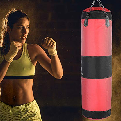Bnineteenteam Heavy Punching Bag,Training Boxing Bag with Chain for Adults Men Women(Empty) - color: Red, size: 120cm