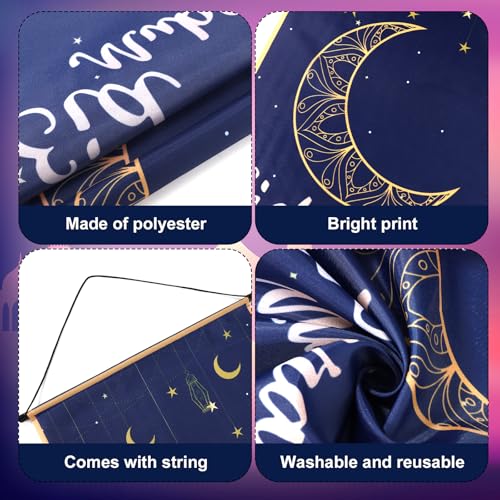 Eid Mubarak Banner, 40x15.55 Inch Ramadan Door Hanging Sign Eid Mubarak Door Sign Ramadan Banner Eid Mubarak Decoration Ramadan Decorations for Home Door