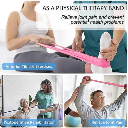 Resistance Bands Set for Physical Therapy, Rehab, Yoga and Pilates | Latex-Free elastic exercise bands suitable for rehab, yoga, Pilates, gym workouts, stretching, and home exercise - color: Gradient Pink 5-80lbs