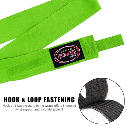 FARABI Kids Boxing Hand Wraps 100 Inches Long Junior Hand Wraps Boxing Hand Wraps Muay Thai Hand Wraps MMA Boxing Hand Wraps Men Boxing Hand Wraps Kids Boxing Hand Wraps Inner Gloves - color: Neon Green