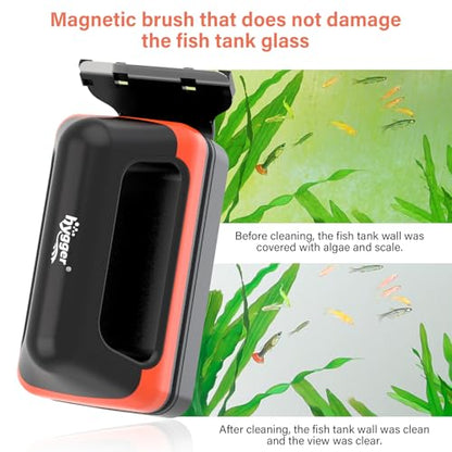 hygger Fish Tank Magnetic Glass Cleaner Two Detachable Algae Scraper for Aquarium Fish Tank，Floating Scrubber Brush Glass Algae Magnet Cleaning Tool for Small Aquariums Tank - size: S