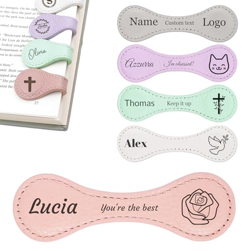 Personalized Magnetic Leather Bookmark Custom Engraved Name Text Bookmarks Customized Magnet Book Marks for Women Men Book Lovers Readers Travelers (Colorful) - color: Colorful
