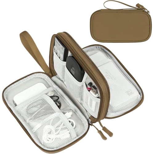 FYY Electronic Organizer, Travel Tech Pouch Bag, Medium, Brown - color: Brown, size: 8.3 x 5 x 2.6 inches