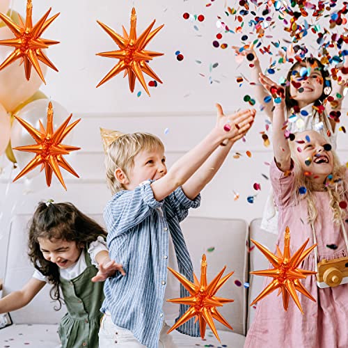6 Pcs Orange Star Foil Balloons One-Piece 14-Pointed Star Balloon 4D Starburst Cone Mylar Balloon 22inch Christmas Birthday Wedding Wedding Anniversary Party Supplies(Orange) - color: 22 Inches Orange