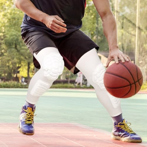 Wrestling Knee Pads Compression Leg Sleeve with Knee Pad and Calf Pad, 1 Pair Knee Sleeve with Shin Guards Shin Pads for Football, Baseball, Rugby, Lacrosse (2, White, X-Small) - color: White, size: X-Small