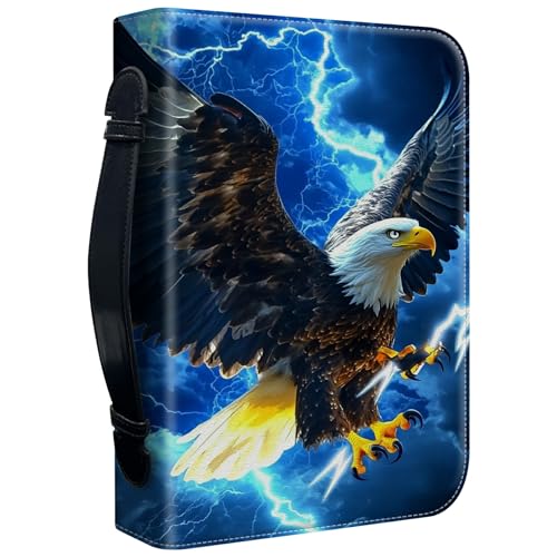 Bible Cover Case for Women, PU Leather Large Bible Cases with Zipper Fits Books Up to 12" x 9" x 2.76”, Bible Carrying Bag for Men, Flying Eagle - color: Flying Eagle
