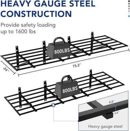 FLEXIMOUNTS 2x6ft Heavy Duty Garage Storage Shelving, 1600lbs Total Weight Capacity, 2 Pack Wall Organization System, 24 x75inch Rack Floating Shelves, Pro Series - size: 2pack 2x6ft-No Hooks-1600lbs