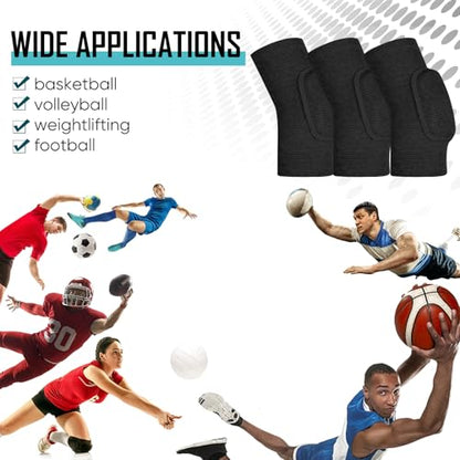 Tarpop 3 Pairs Volleyball Elbow Pads Arm Brace Pads Elbow Protector with Breathable Anti-Collision Sponge Compression Arm Support for Women Men Basketball Tennis Football Skating(Black) - color: Black