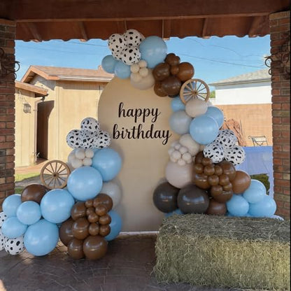 Paready Blue Brown Balloons, 60 Pcs Cow Print for Cowboy Birthday Party - color: Blue Cow