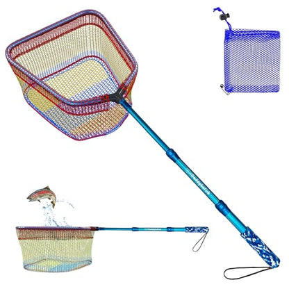 Kids Fishing Net - Extendable Telescopic Landing Net for Boy Girl Children Catching Small Fish Crab Shrimp Minnow Dragonfly Beach Pier Lake River Ocean - color: Style 2 (Blue)
