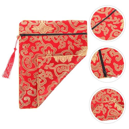 BESTYASH Red Silk Bible Cover Case Organizer Pouch for Books and Documents with Easy Cleaning and Serene Buddhist Atmosphere, and Scripture Carrying
