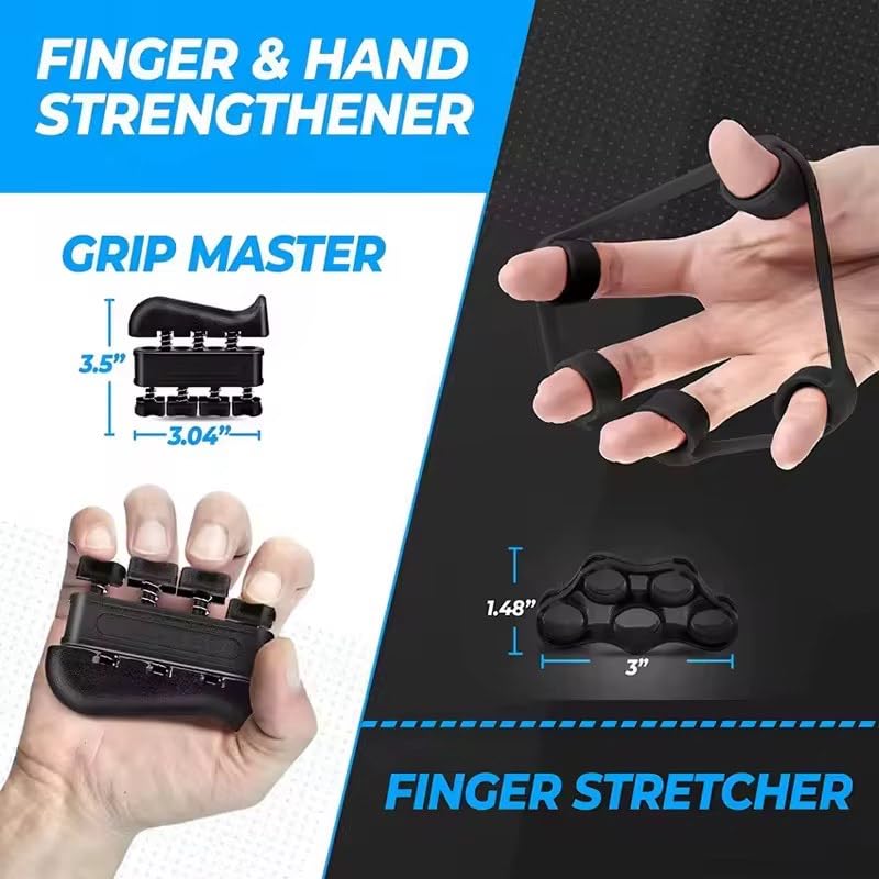 5 Pack Hand Grip Strengthener Kit with Adjustable Resistance Up to 130lbs, Forearm Trainer, Finger Exerciser, Stress Ball, Carrying Bag