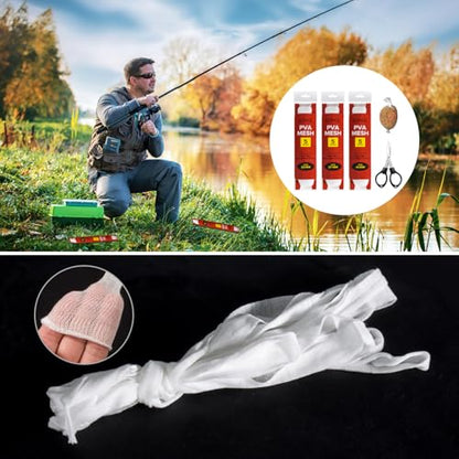 DONQL 5M PVA Mesh for Carp Fishing 3Pcs Fast Water Soluble Mesh Bait Bags | 45" PVA Bags for Carp Fishing, Refill Spawn Netting Bait Meshs, Fishing Refill Stocking for Rig Pellets - size: 25/37/44MM