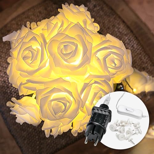 Cobus CozyHome Lantern String Lights Outdoor - 20 Lantern LEDs & 23 ft with 8 Modes | Warm White Outdoor Lampion String Lights Electric Lighting 23 ft Christmas Light - size: Plug - 20 Lanterns - Remote Control