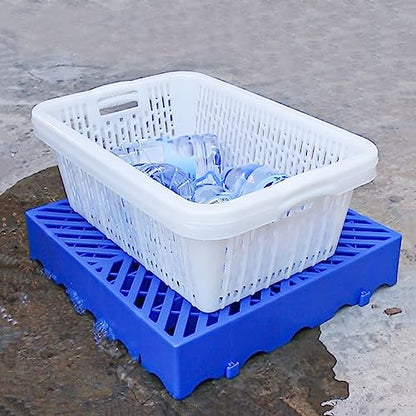 Display Pedestal Stand Plastic Pallet, Indoor/Outdoor Cold Warehouse Shipping Pads, Garage, Easy to Stack-Blue-2 Pack-90x30x3