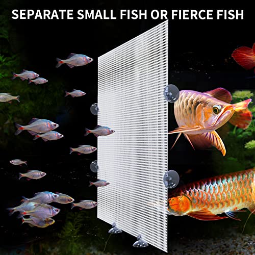 2 Pack Fish Tank Divider with Suction Cup, Aquarium Divider Plastic Cuttable Grid Plate for Juvenile Fish Separator DIY Designed Clear Easy to Bent Cut and Assemble, 13x17.3in - size: 13x17.3in