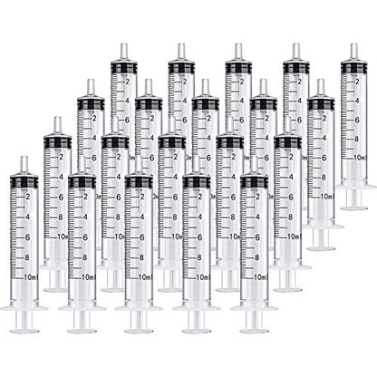 Frienda 20 Packs 10 ml Plastic Syringe with Measurement, No Needle Suitable for Scientific Labs, Measuring, Watering, Refilling | Large Plastic Measuring Tools for Food, Horse Care, Lab Dispensing, Graduated Markings, Reusable Multipurpose Applicators - s