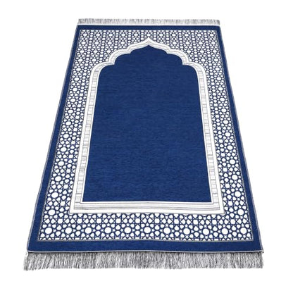 Islamic Prayer Rug Elegant Masjid Pattern Thin Mat Muslim Portable Blanket Ramadan Eid Gift Rug Turkish Prayer Carpet - Navy 1pc - color: 1pc Navyc