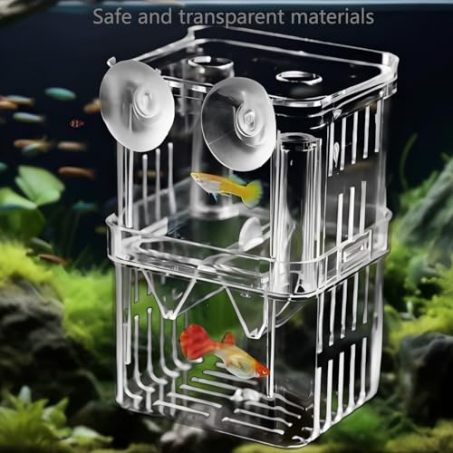 Aquarium Fish Breeder Box Hatchery Incubator,Multi-Functional Acrylic Breeder Isolation Box Hatching Incubator Box for Fish Fry Betta Fish Shrimp and Little Turtle - size: S