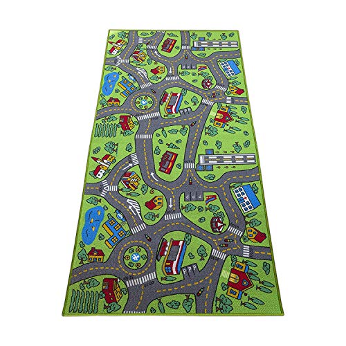 Kids Rug Carpet Playmat City Life Learn Have Fun Safe, Children's Educational, Road Traffic System, Multi Color Activity Centerpiece Play Mat! for Playing with Cars for Bedroom Playroom - style: Large Road Rug