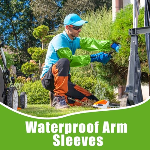 Yzurbu 2 Pairs Arm Sleeves Covers, Soft Waterproof Oil-proof Sleeves Protector for Arm with Elastic on Cuffs - color: Green - 2pairs