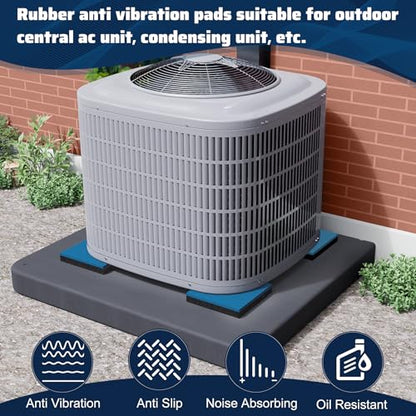 Anti Vibration Pads 8 x 8 x 3/4 inch, 4 Pack Vibration Damping Mats for Central Air Conditioner Outdoor Unit Condensing Unit Vibration Dampener on Equipment Pad, Reduces Noise, Up to 1000lbs