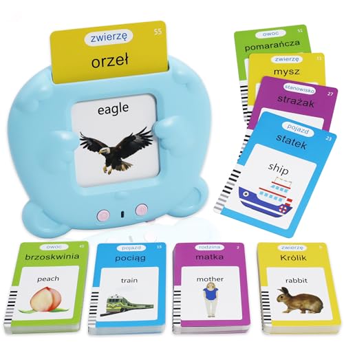 MAYAPHILOS 224 Sight Words Polish and English Talking Flash Cards Fun Polish Language Learning Toys for Kids, Learn Polish for Toddlers Sensory Preschool Educational Birthday Gifts - size: 224 Words Polish and English
